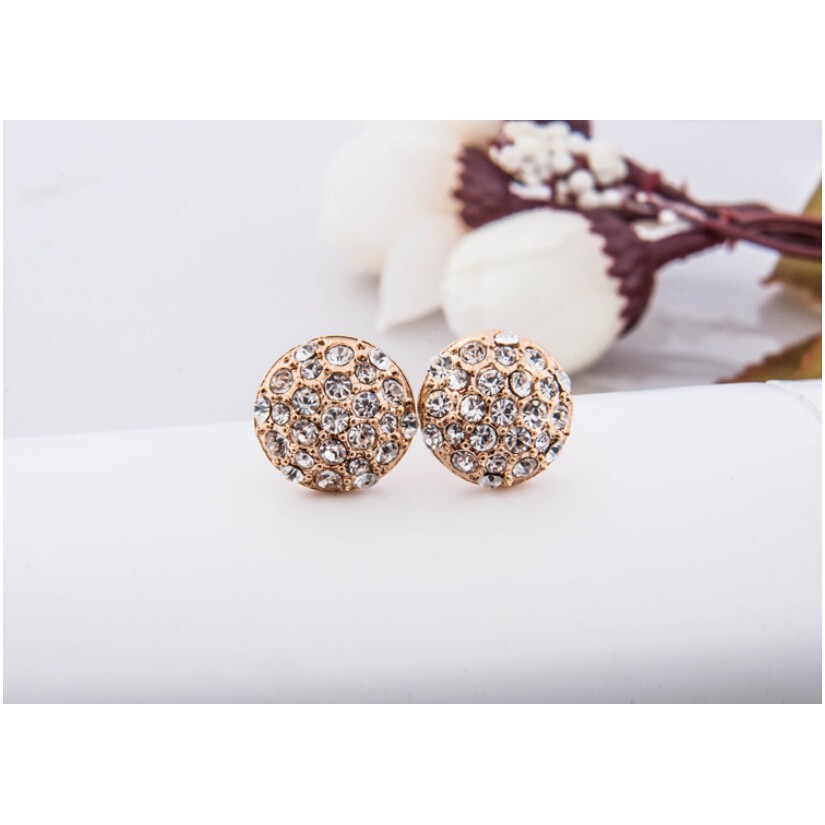 Korean fashion full diamond round earrings ladies earrings jewelry factory wholesale