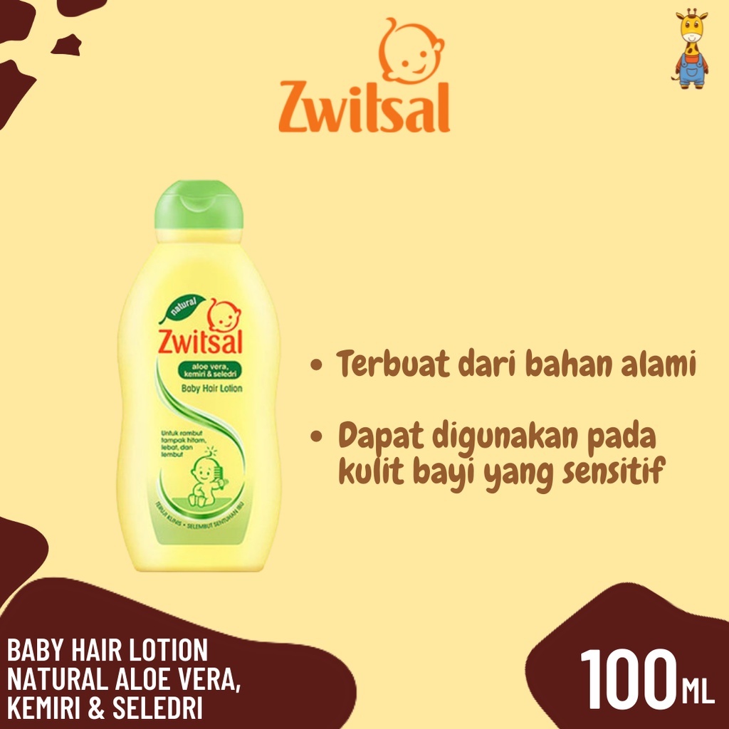 Zwitsal Baby Hair Lotion Natural Aloe Vera, Kemiri &amp; Seledri 100ml - Shampo Bayi