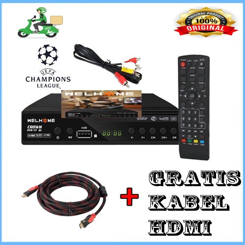 PAKET SET TOP BOX TV DIGITAL WELHOME DVBT2 FREE CABEL HDMI PROMO