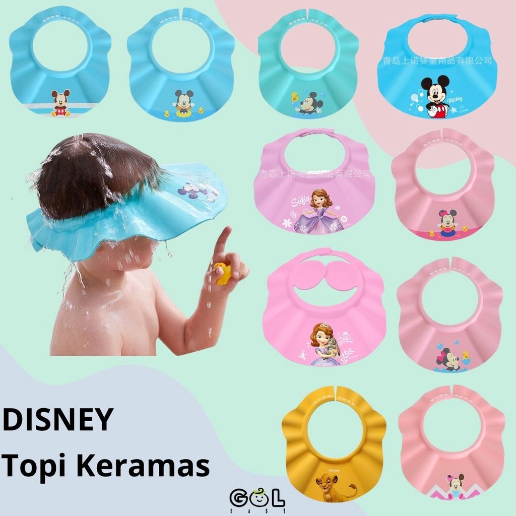 Adjustable Baby Shower Hat disney Shampoo Caps EVA topi keramas bayi ORI