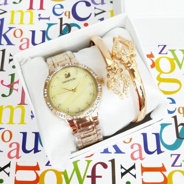 Jam tangan wanita Swavrski aigner Guccii SET GELANG banyak model