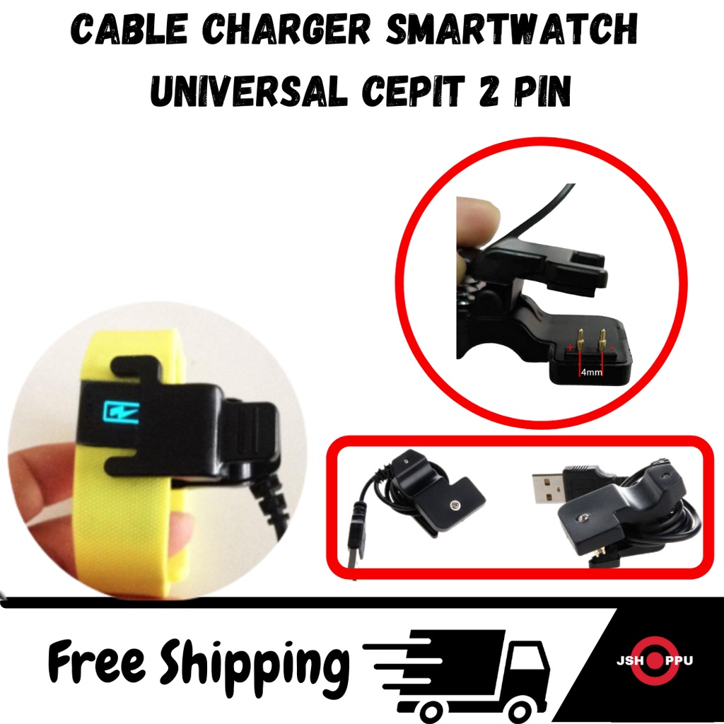 Kabel Charger Smart watch Cepit 2 Pin Charger Smart Band 2pin 4mm Smartband