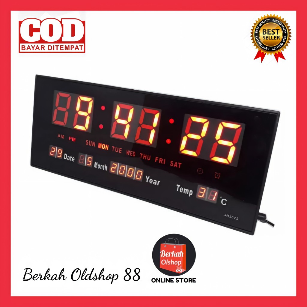 Berkah Oldshop 88 - Jam Dinding Digital LED Meja LED Clock 3615 Merah