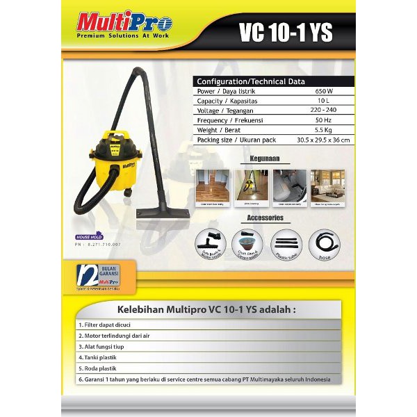 Vacum Cleaner MultiPro 10 Ltr Mesin Penghisap Debu Mesin sedot debu
