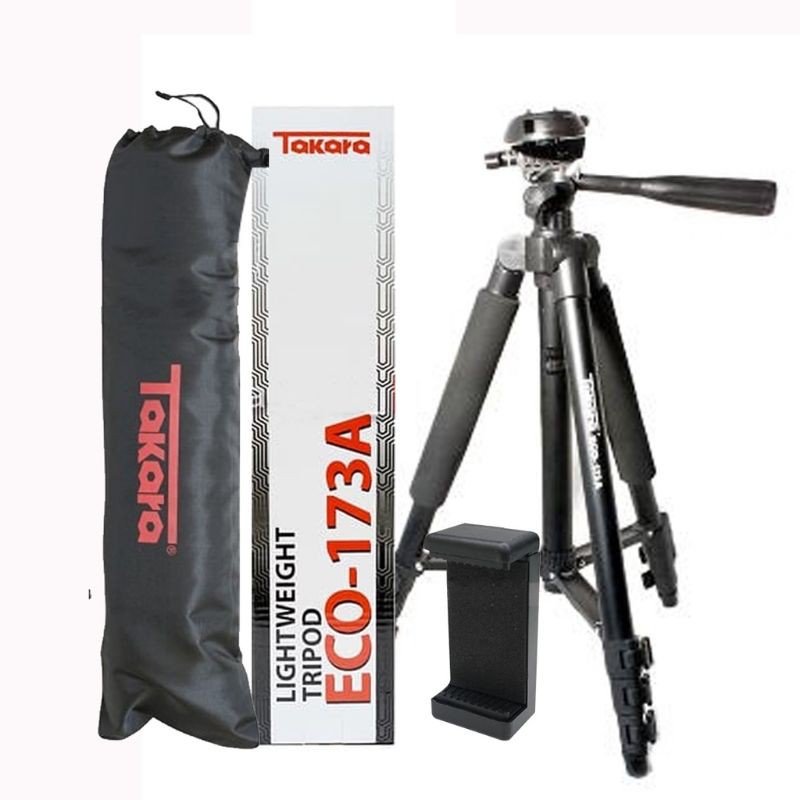 Tripod TAKARA LIGHTWEIGHT ECO 173A (Tinggi 1m) - bonus Holder untuk HP