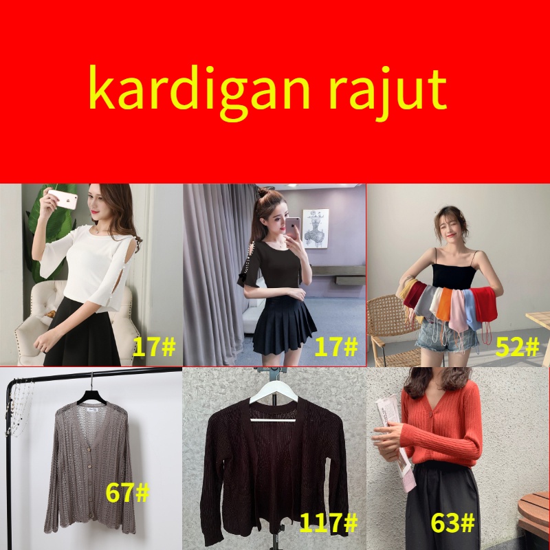 Cuci Gudang -  Pakaian Wanita Cardigan Rajut Crop Premium Kaos Wanita Murah