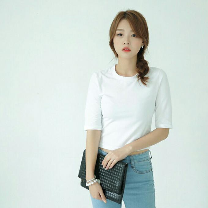 Hl126 Crop Top Korea - Hitam, S