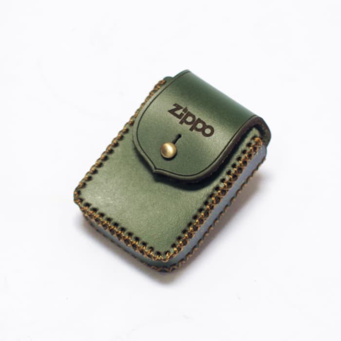 sarung zippo kulit asli anyam - zippo lighter case - hijau - PHAC665