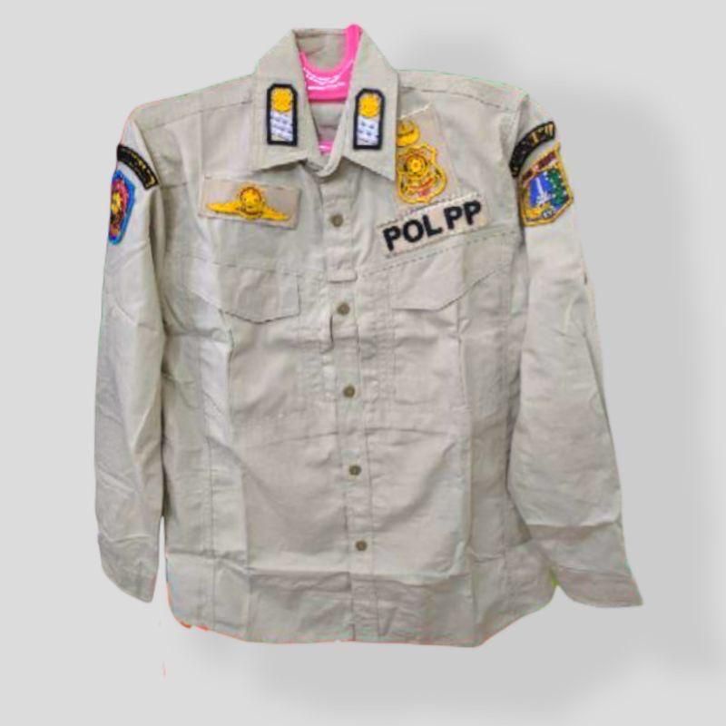 KEMEJA CREM POL PP BAHAN RIPSTOK KEMEJA CREM MODEL TACTICAL  CREM POL PP KEMEJA DINAS ATRIBUT POL PP