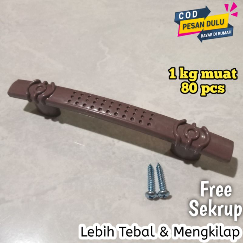 Handle Bintik Lemari Model Cincin Free Baut Ukuran P14cm Warna Coklat