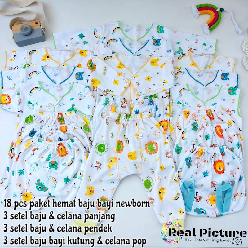 18 PCS BAJU BAYI NEWBORN PAKET HEMAT BAJU CELANA BAYI