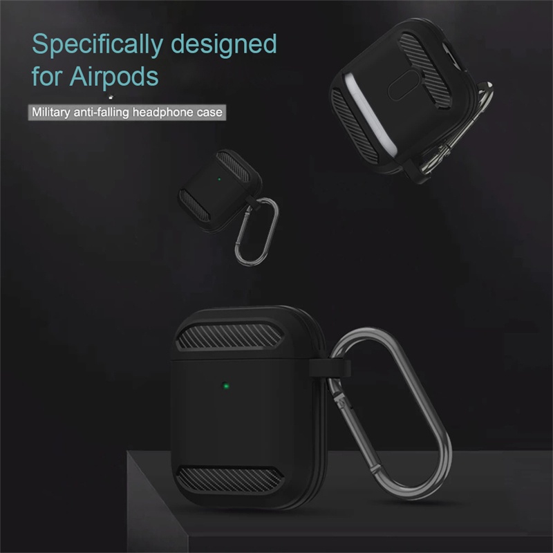 Tk Casing Tpu Apple Airpods 1 2 Shockproof Aksen Serat Karbon Lucu