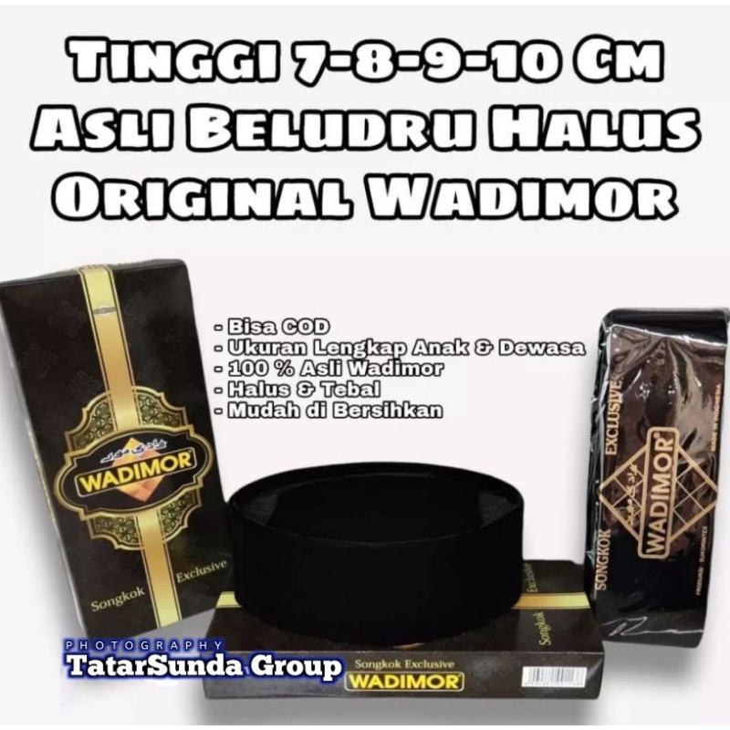 Peci Songkok Kopiah Wadimor Hitam Polos Ac Exclusive Tinggi 7cm 8cm 9cm Original Bahan Premium