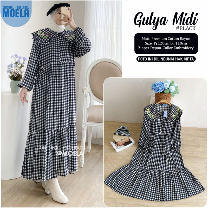 Gulya Midi Ori Moela Gamis Kotak Kotak Best Seller