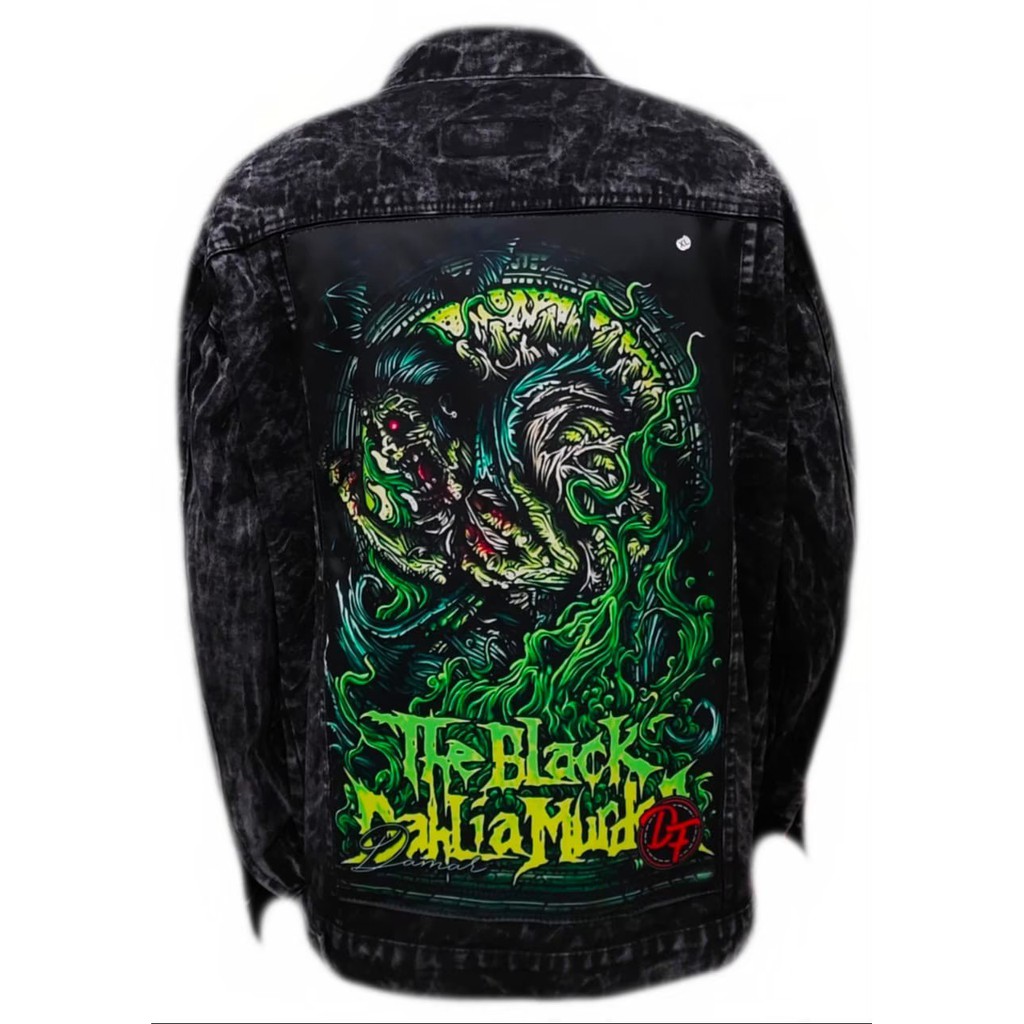 JAKET JEANS PRINTING Denim Pria Sandwash Distro L XL (Size XXL dan 3XL beda katalog) - Black Sandwash I-20