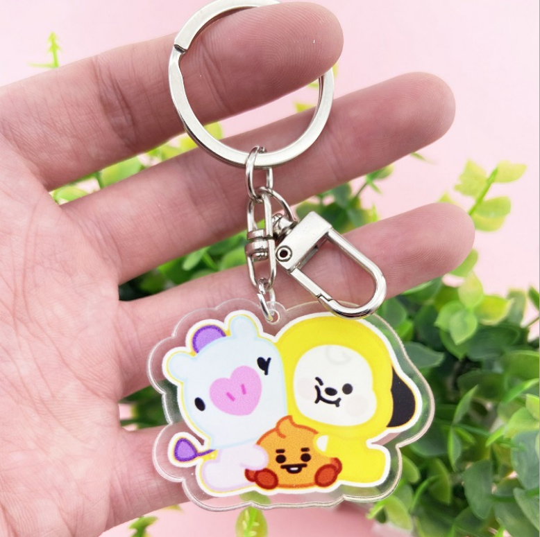 KPOP BTS BT21 TATA COOKY CHIMMY Cartoon Acrylic Keychain