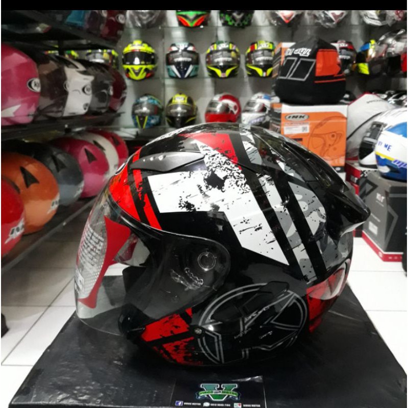 KYT HELM GALAXY SLIDE MOTIF 5 BLACK/RED FLUO HARGA TERMURAH