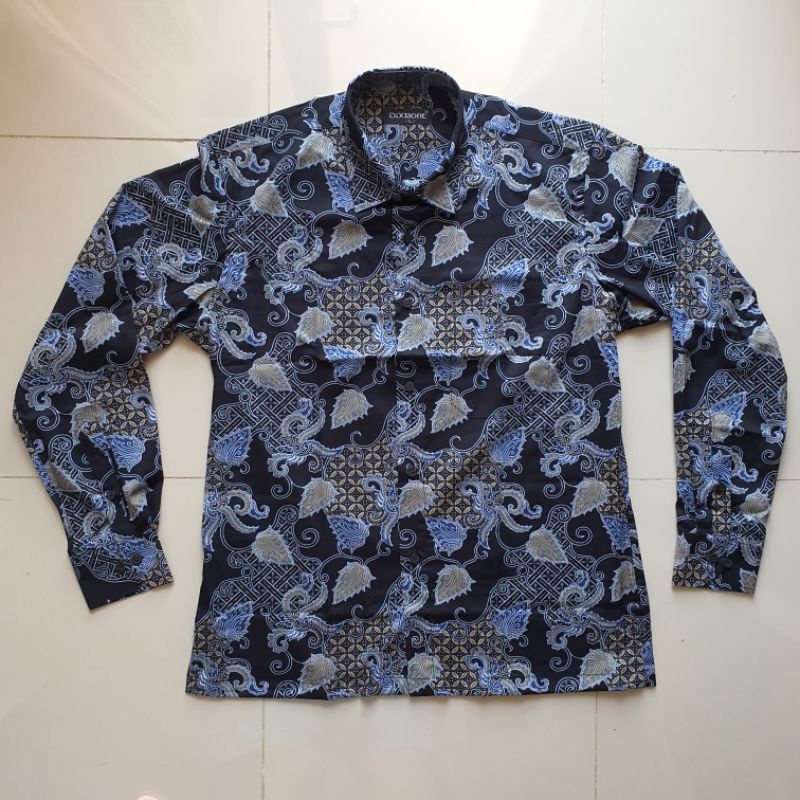 Kemeja Batik Pria Lengan Panjang BL62 Katun Motif Modern Dixmont Semi Slimfit