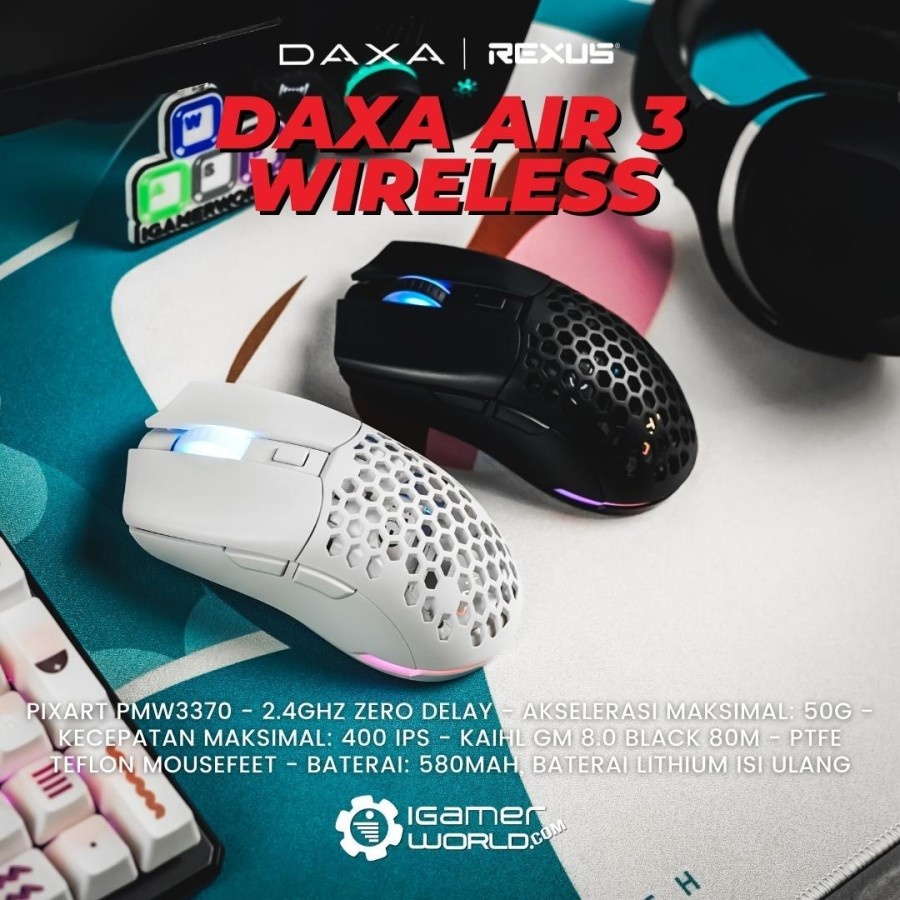 Jual Rexus Daxa Air Iii Daxa Air Wireless Rgb Pro Gaming Mouse Shopee Indonesia