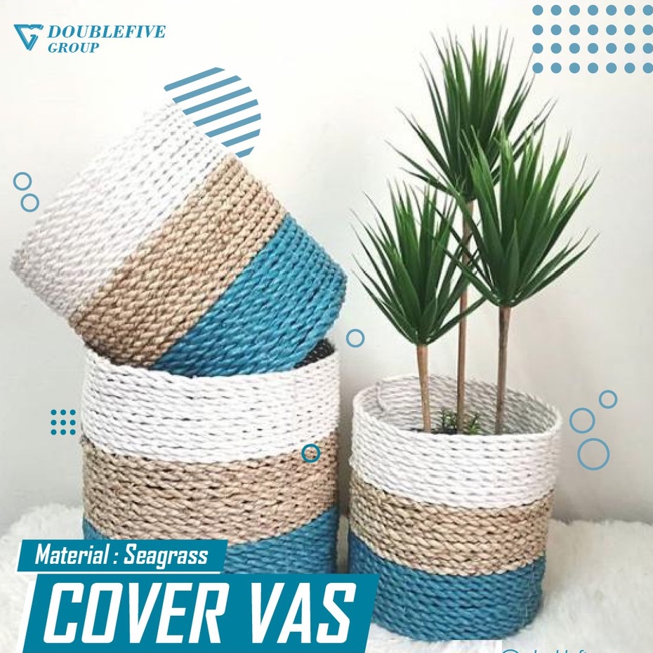 Keranjang Anyaman isi 3. Cover Pot, Keranjang Seagrass, Hiasan Anyam (size 20,17,15) / COVER POT