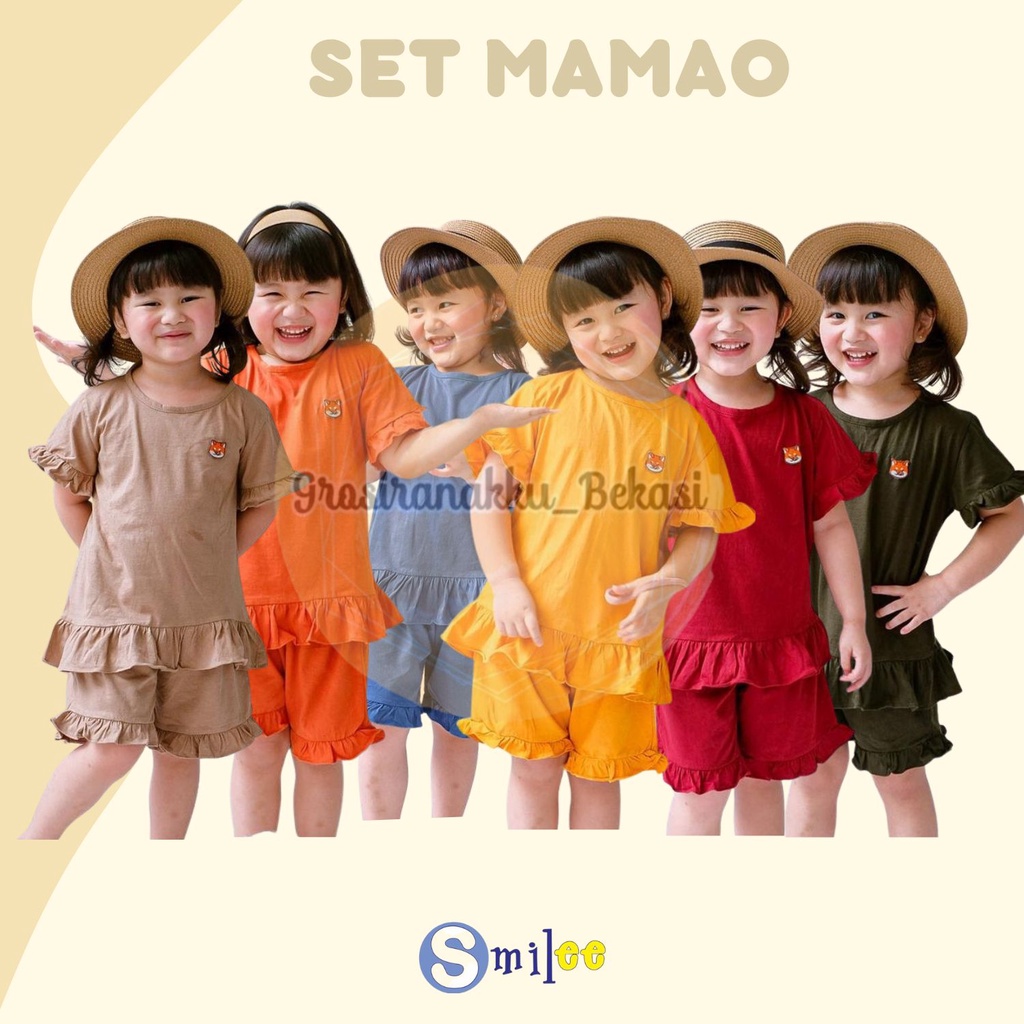 Setelan Anak Kaos Smilee Mamao Mix Warna Size 1-5Th