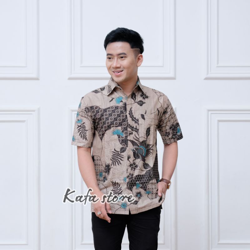 Kemeja Pria Batik Jumbo 4XL-6XL Atasan Baju Hem Batik Big Size Ukuran Besar Seragam LCc