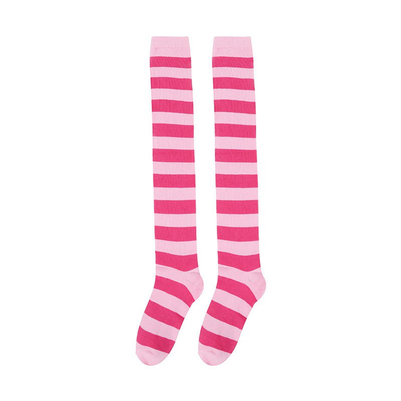 OKBE black and white overknee socks / kaos kaki belang hitam putih sepaha-pink X rose