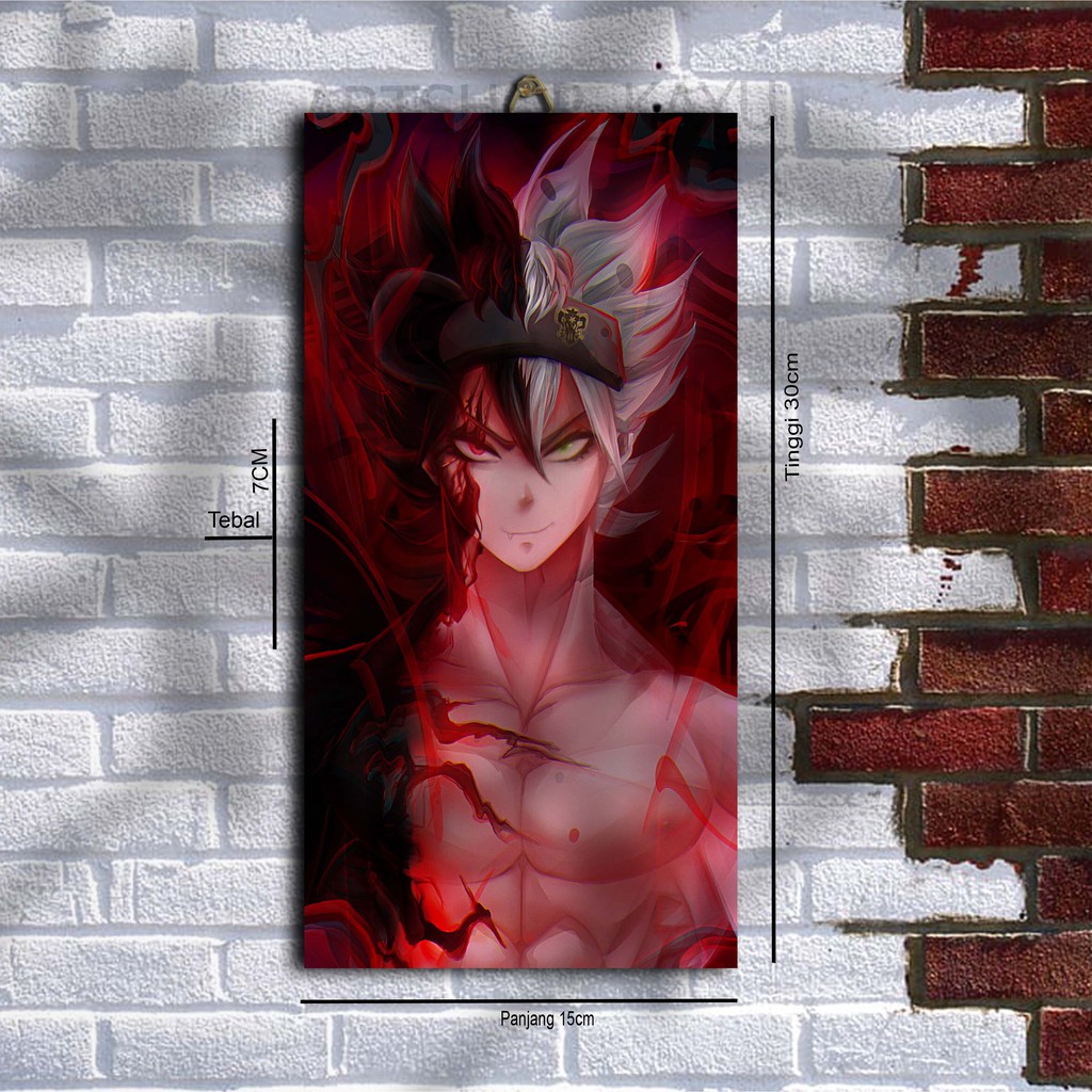 POSTER KAYU Hiasan dinding BLACK CLOVER Hiasan Kamar 15x30cm Pajangan Rumah/ dekorasi dinding / Wall