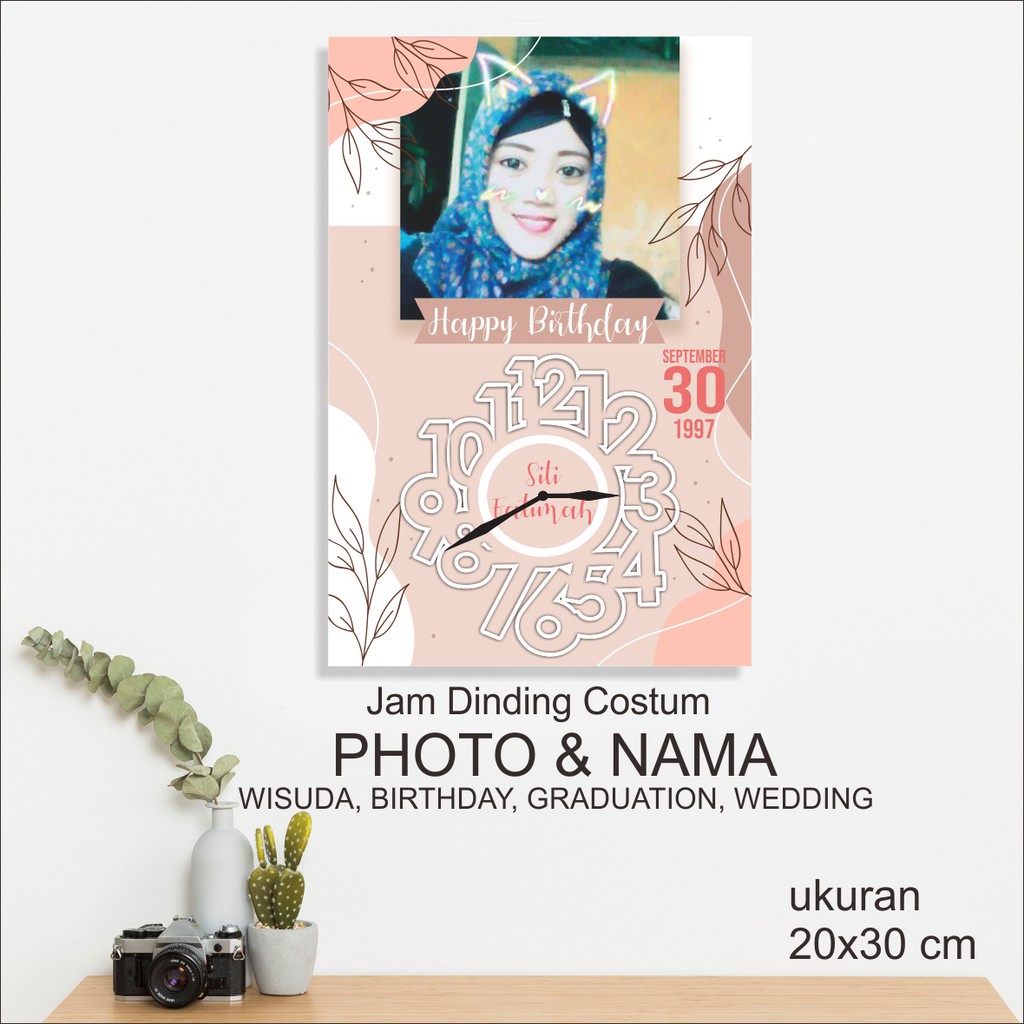 IDE377- Jam dinding Custom foto Wisuda wedding anniversary birthday