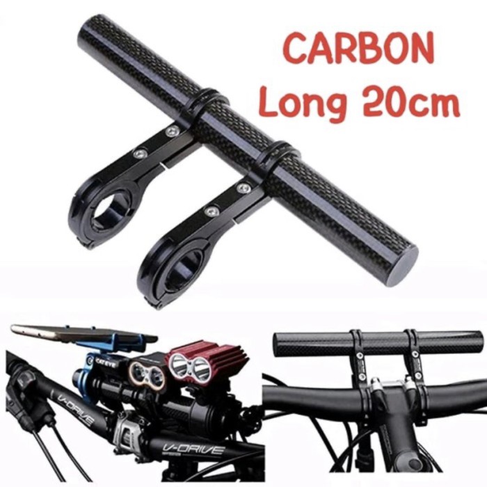 Extender Handlebar Stang panjang 20 cm Carbon Adaptor Bracket Mounting