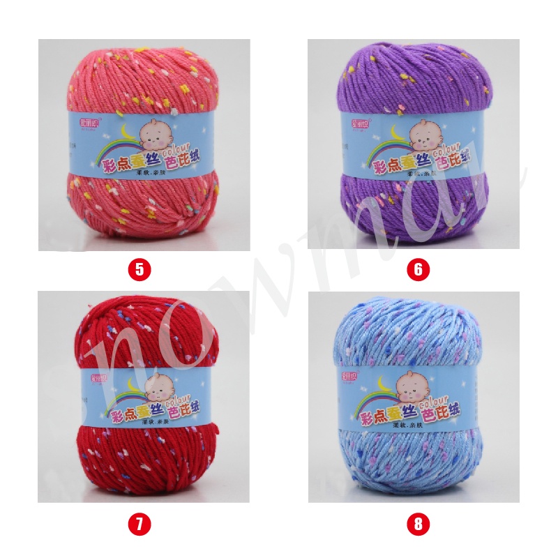 Benang rajut katun spotty/dot import Baby Cotton Cashmere Yarn For Hand Knitting Crochet Worsted Wool Thread Colorful Eco-dyed