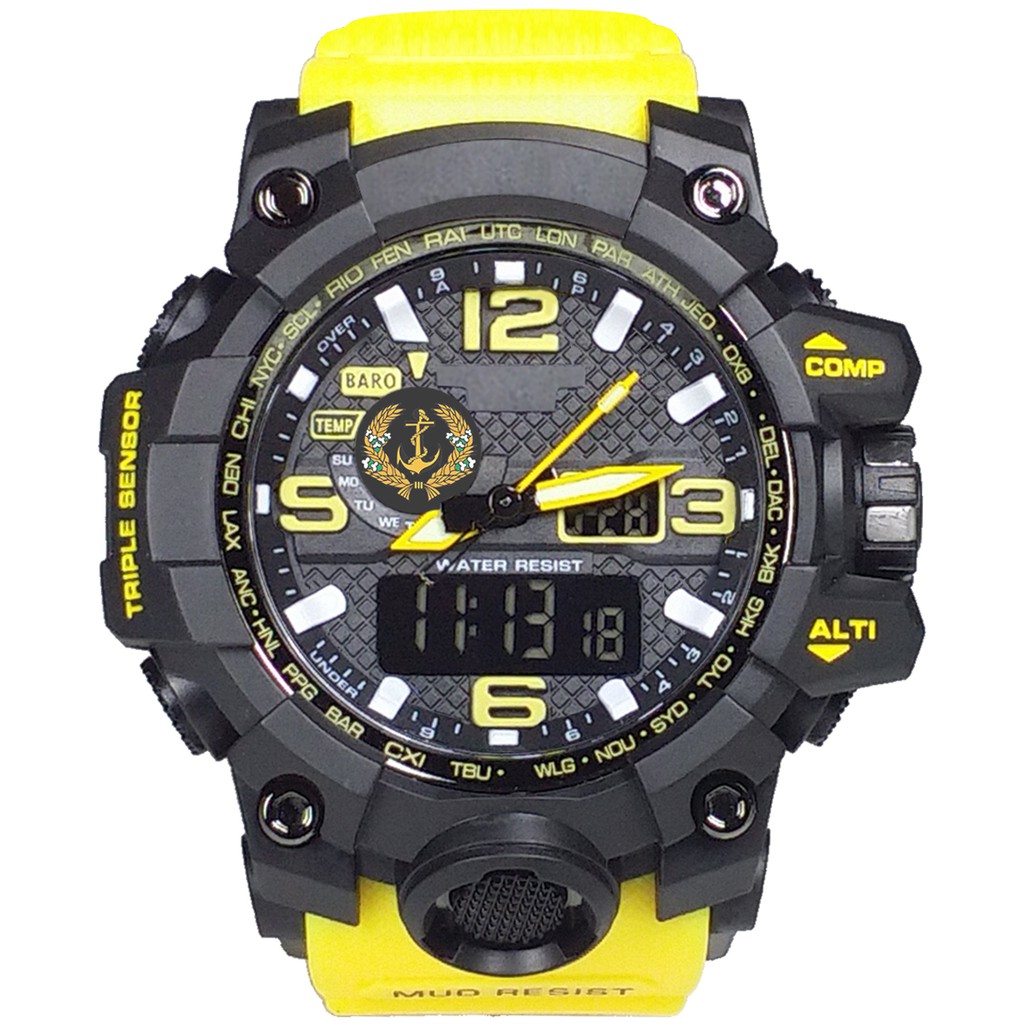 (Istimewa Bossque) Jam LOGO TNI-AL Double Time Tali Kuning (Exclusive)