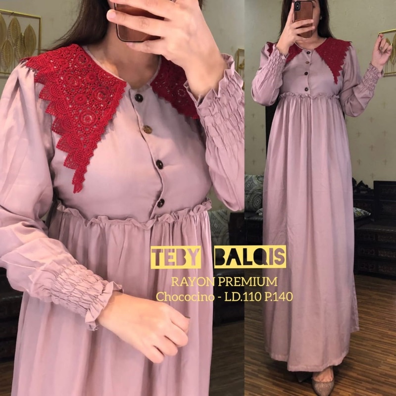 Daster Arab Teby BALQIS Dress Rayon Daster Renda