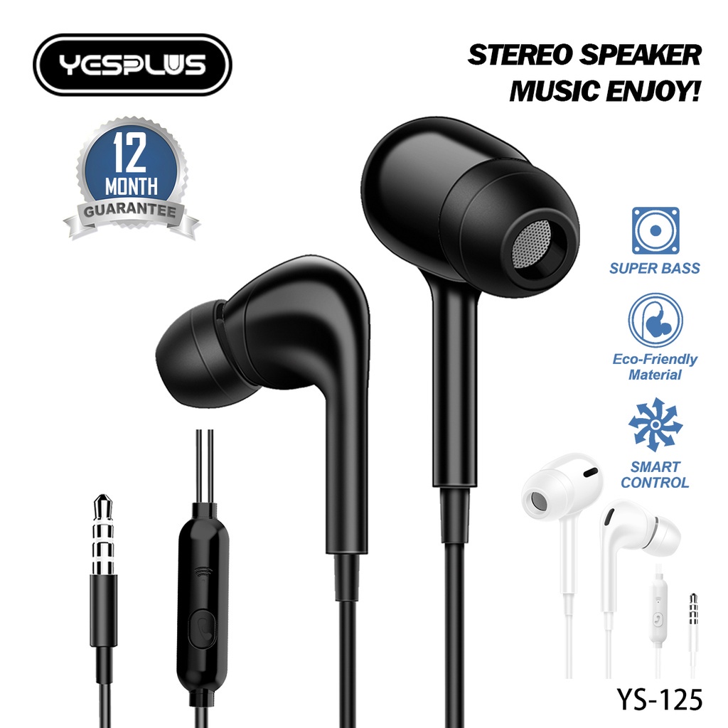 Earphone YESPLUS YS125 stereo bass music telfon headset dengan mic original