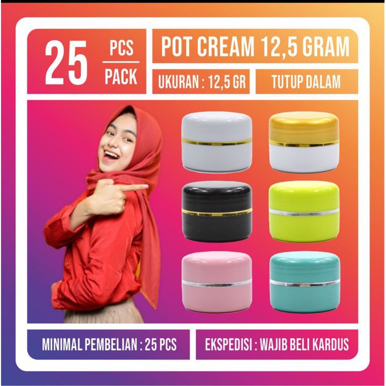Pot Cream 12,5 gr-Pot cream kosmetik 12,5 gram-Pot Kosmetik 12 gr-Hitam putih List gold