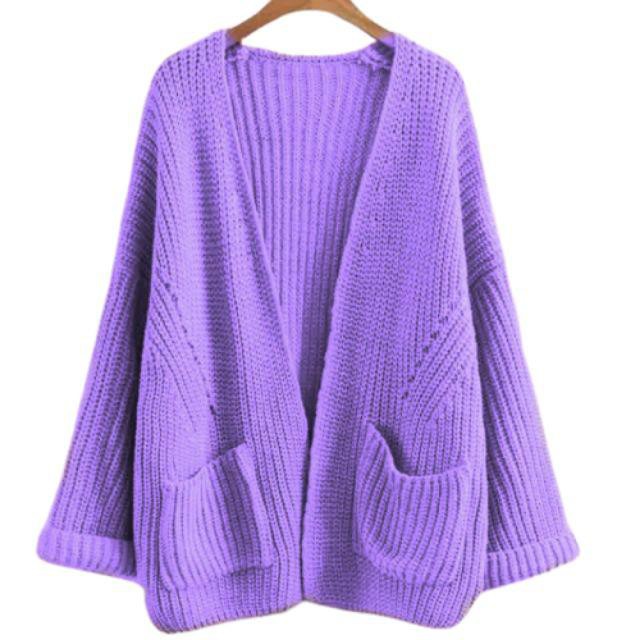 Cardigan Rajut Tebal Oversize Wanita Loccy Sweater Premium Murah-LOCCY CARDY LILAC
