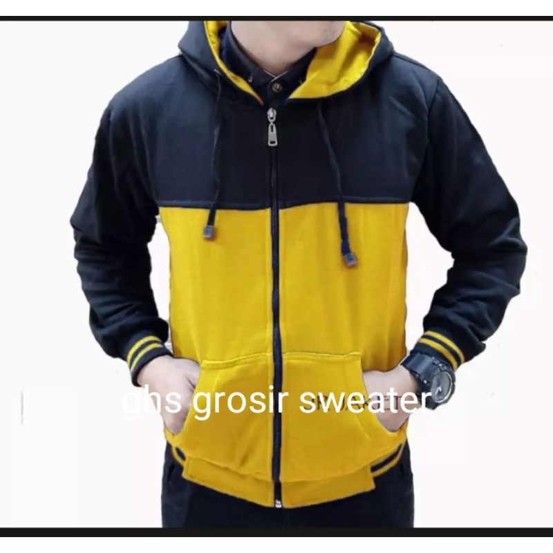 Varsity hoodie hitam kuning