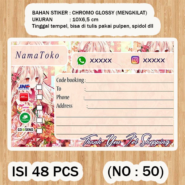 

( STIKER PENGIRIMAN ) Shipping label ( /pack isi 48pcs no.50 )