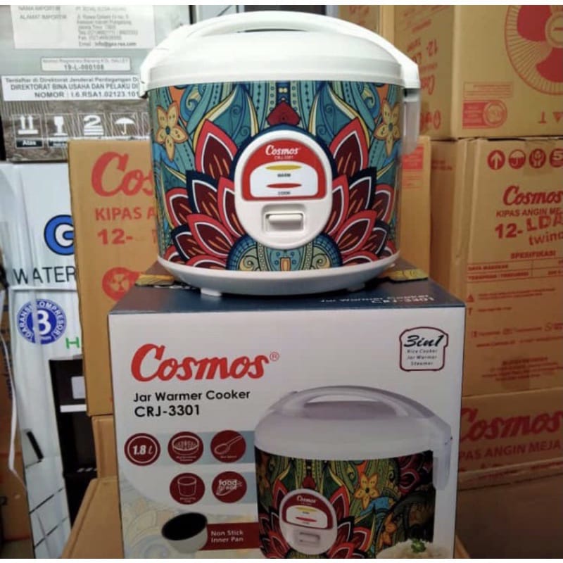 Cosmos Rice Cooker Non Stick CRJ-3301 / Cosmos Ukuran 8 Liter / Cosmos Penanak Nasi Putih