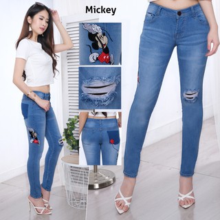  CELANA  VIRAL MICKEY JEANS  MIKI BORDIR  SOBEK  RIPPED DESTROY 