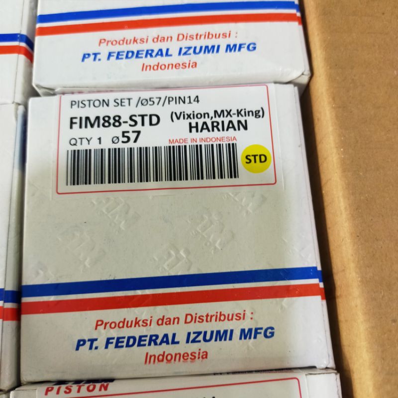 Piston seher kit fim vixion jupiter mx king fim 88 os std 50 100 150 200 250 300 MM PIN 14-OS STD ( 57 MM)