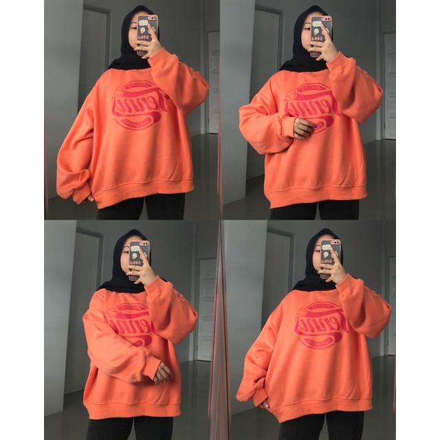 PART I SWEATER OVERSIZE/ CREWNECK THRIFT / PART 2 / SWEATER THRIFT / SWEATER OVERSIZE LENGAN BALON-Ld149 P64 orange