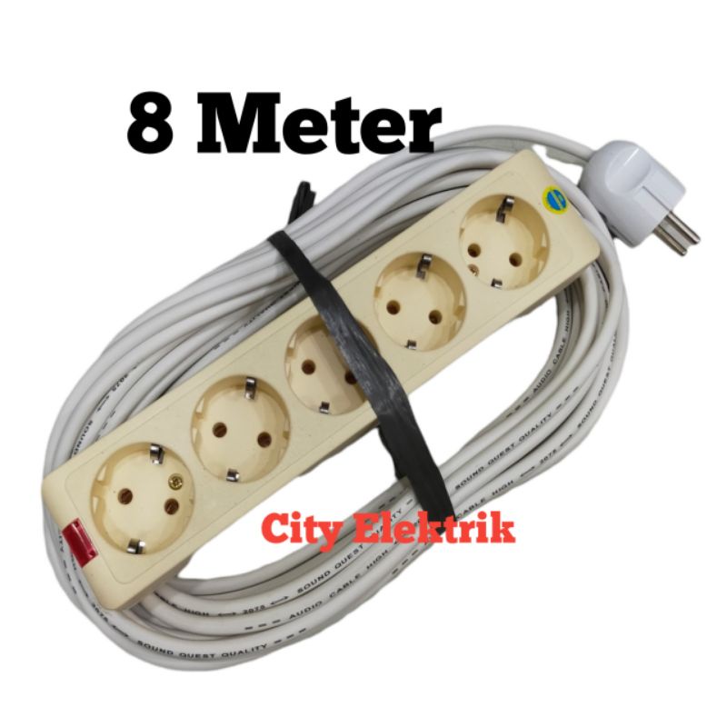 Stop Jadi Rakitan Kabel 3M, 5M, 8M, 10M + Terminal Kuningan 5 Lubang + Steker Arde Bulat SNI ( Sambungan Kabel ) Siap Pakai