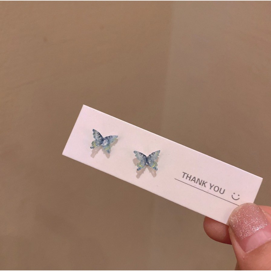 Anting Wanita Korea Colorful Kupu-kupu Kecil/ Korean Colorful Mini Butterfly Earrings-Blue Green