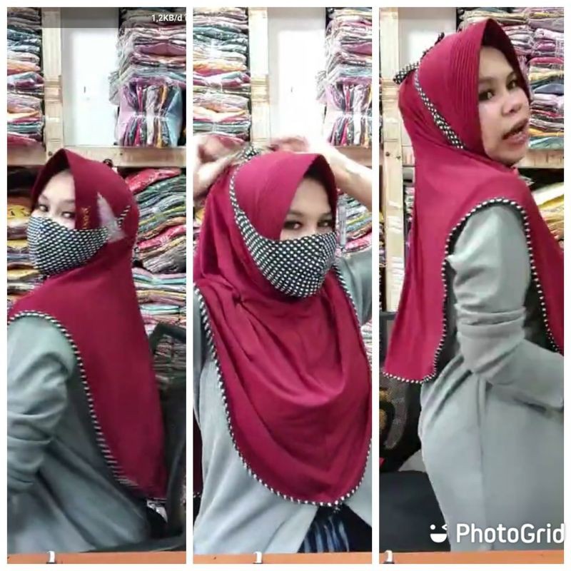 hijab masker polka doa ibu