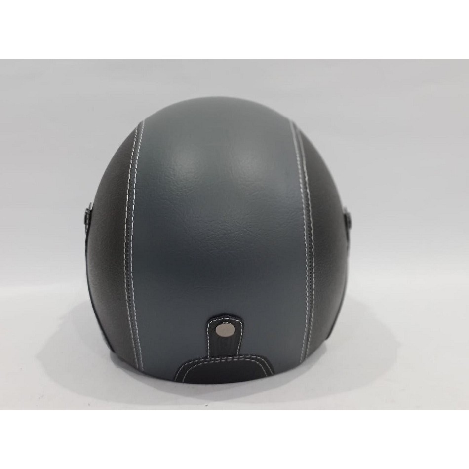 Helm Bogo / Helm Retro / Helm Full Kulit GTR Gunmet Black + kaca-2
