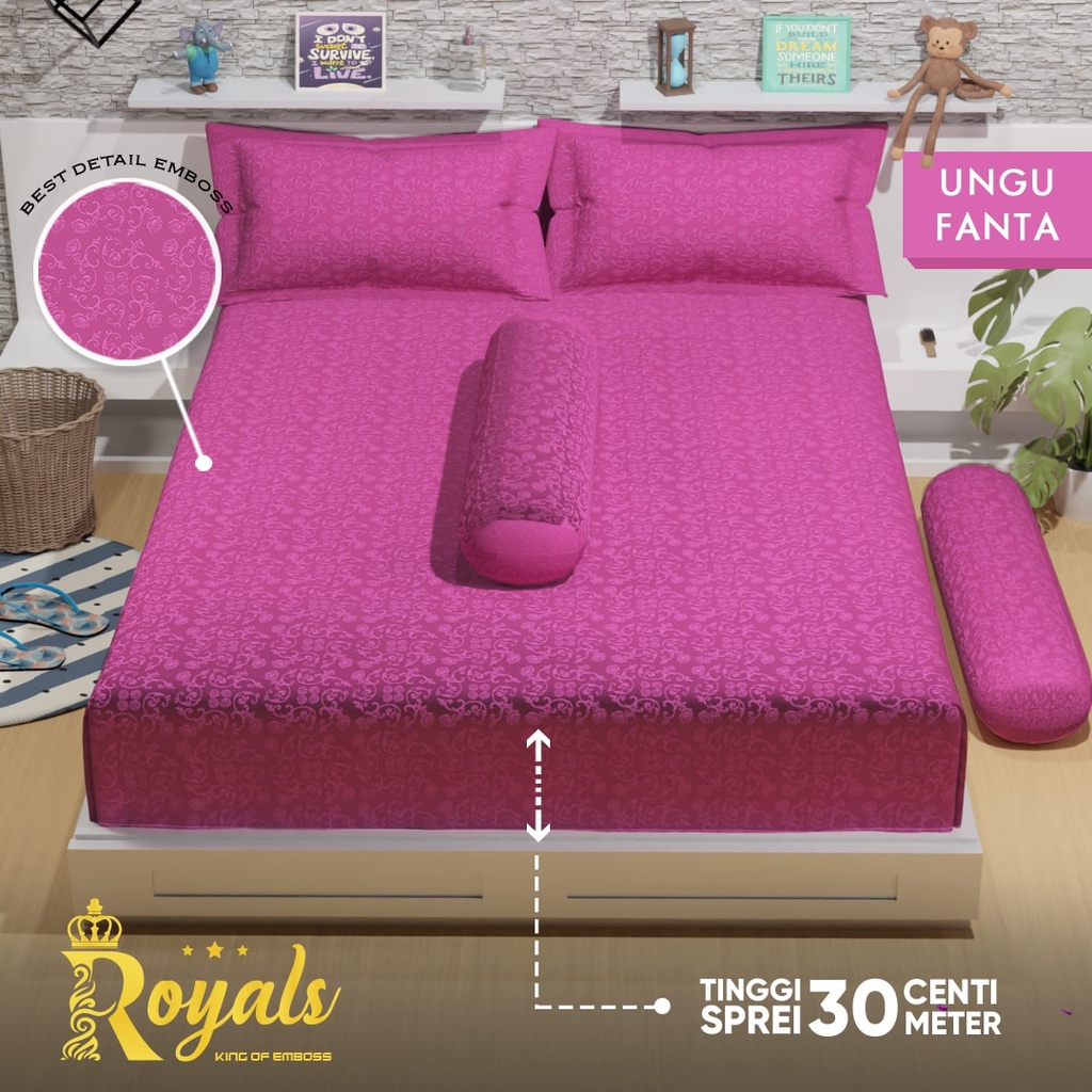 Royals Sprei Jacquard Emboss Uk 160/180 - Ungu Fanta