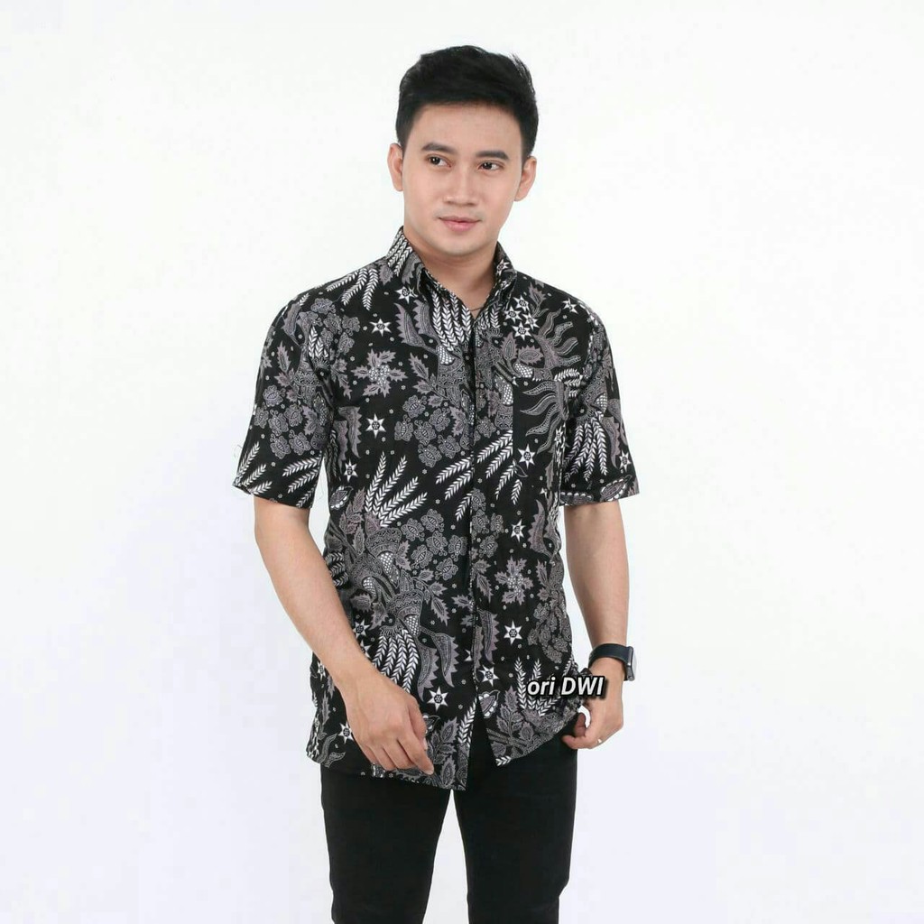 BAJU BATIK PRIA LENGAN PENDEK JUMBO M L XL XXL - HEM BATIK PRIA LENGAN PENDEK PEKALONGAN