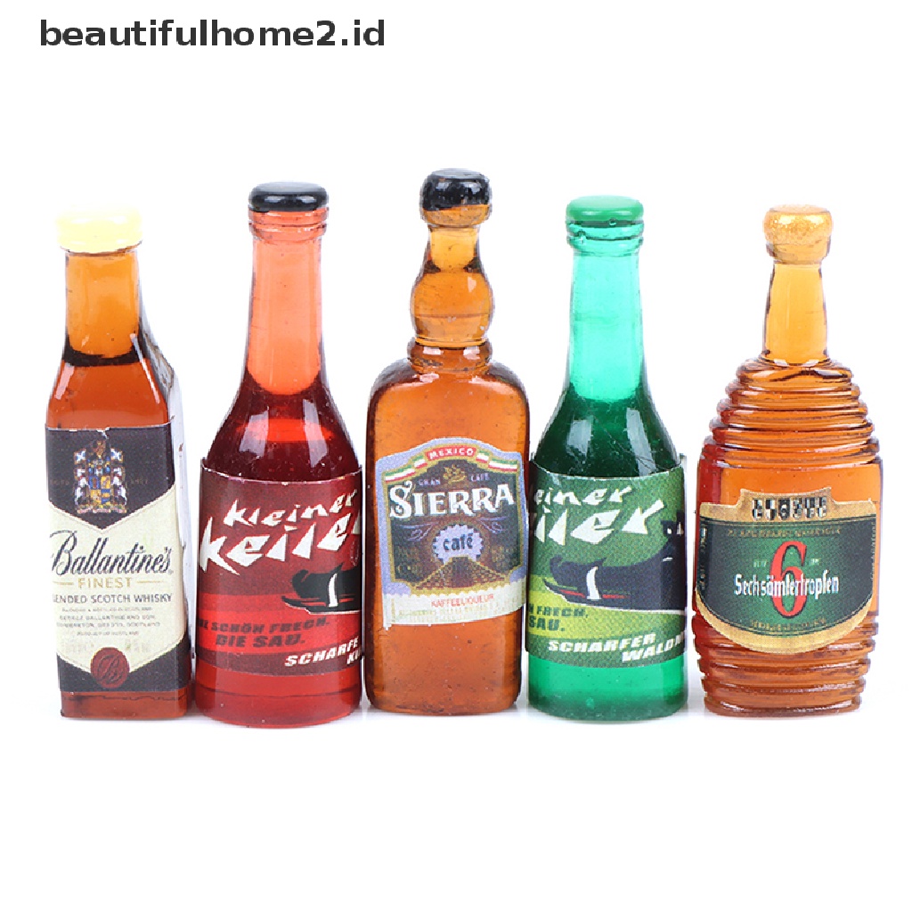 (beautifulhome2.id) 10pcs / Set Mainan Miniatur Botol Wine Skala 1: 12 Untuk Aksesoris Rumah Boneka