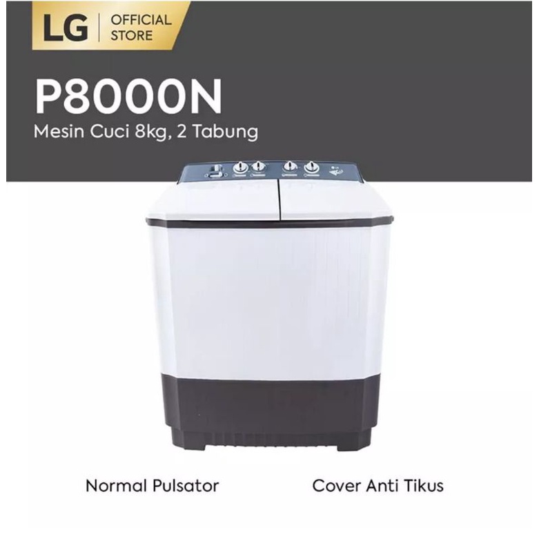 Mesin Cuci LG 2 Tabung 8 Kg P8000N